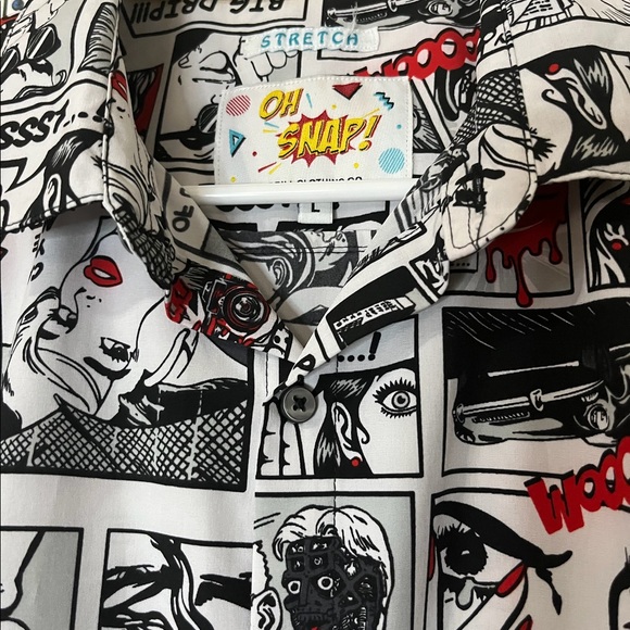 NWOT! OH SNAP! Drill Clothing Co. Comic Book Men’s Button Up Shirt:L SKU:D-OHS - Picture 3 of 6